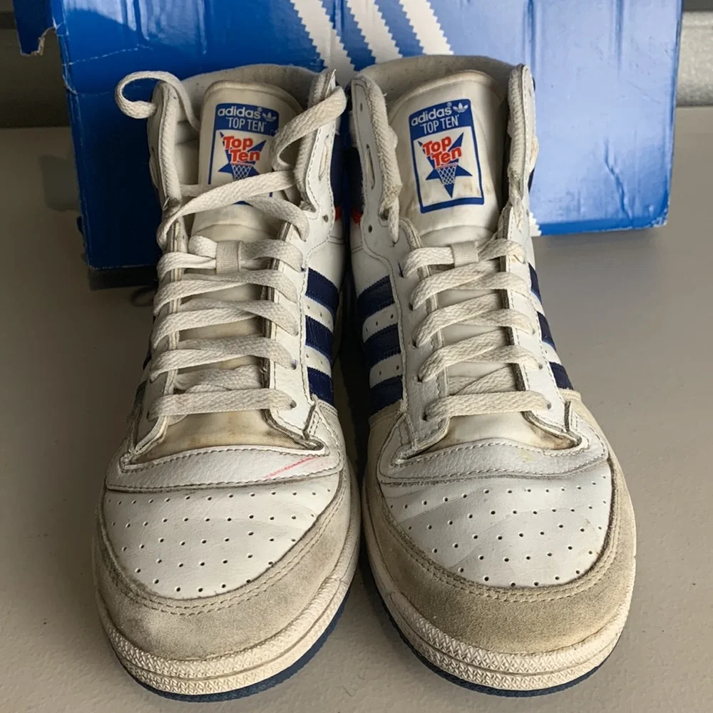 Adidas Originals Top Ten RB Men’s 10.5 White Navy Red Retro Basketball Shoes Box